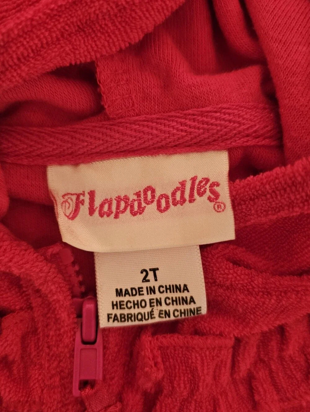 Flapdoodles Girls Size 2T Terry Cloth Swim Cover Up Dress Pink Hooded Zip Front